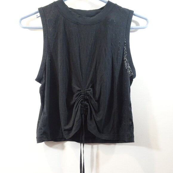 lululemon athletica Tops - Lululemon Black Cinch Me Up Drawstring Cropped Tank Top Women's Size 8